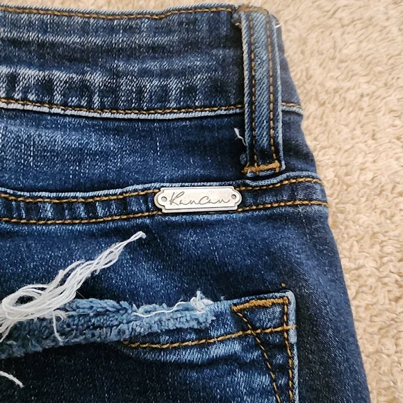 KanCan Distressed Skinny Jeans Size 26 26x26 Dark Wash Raw Hem Stretch Denim - Picture 5 of 6